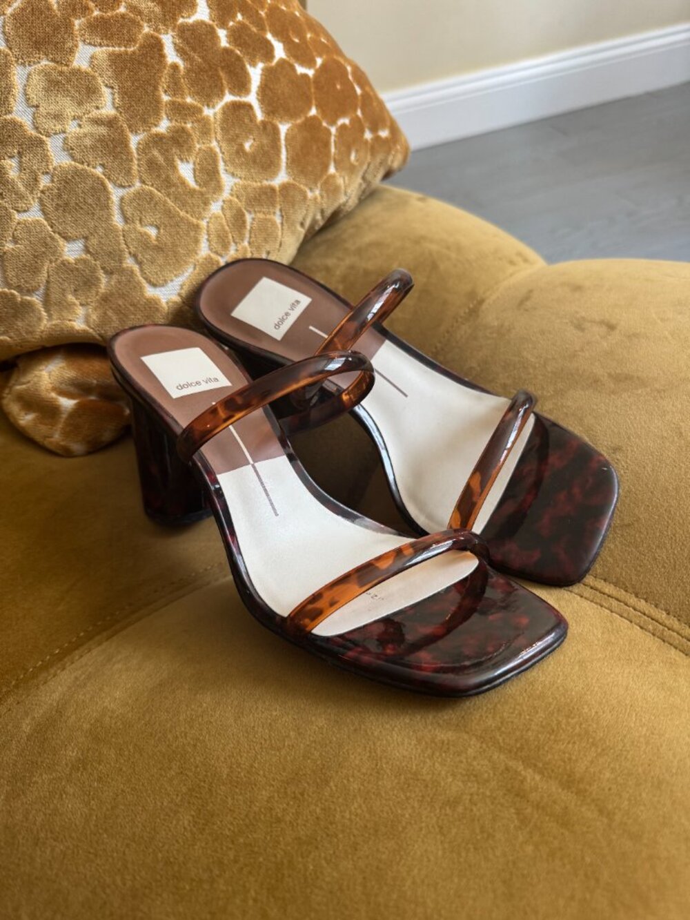 Dolce Vita Sandals Tortoise Double-Strap Block Heel Mules